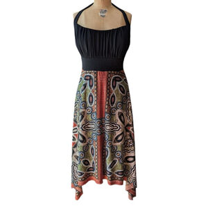 Dressbarn‎ Halter Dress Size 14 Asymetrical Hemline Boho Southwestern Festival